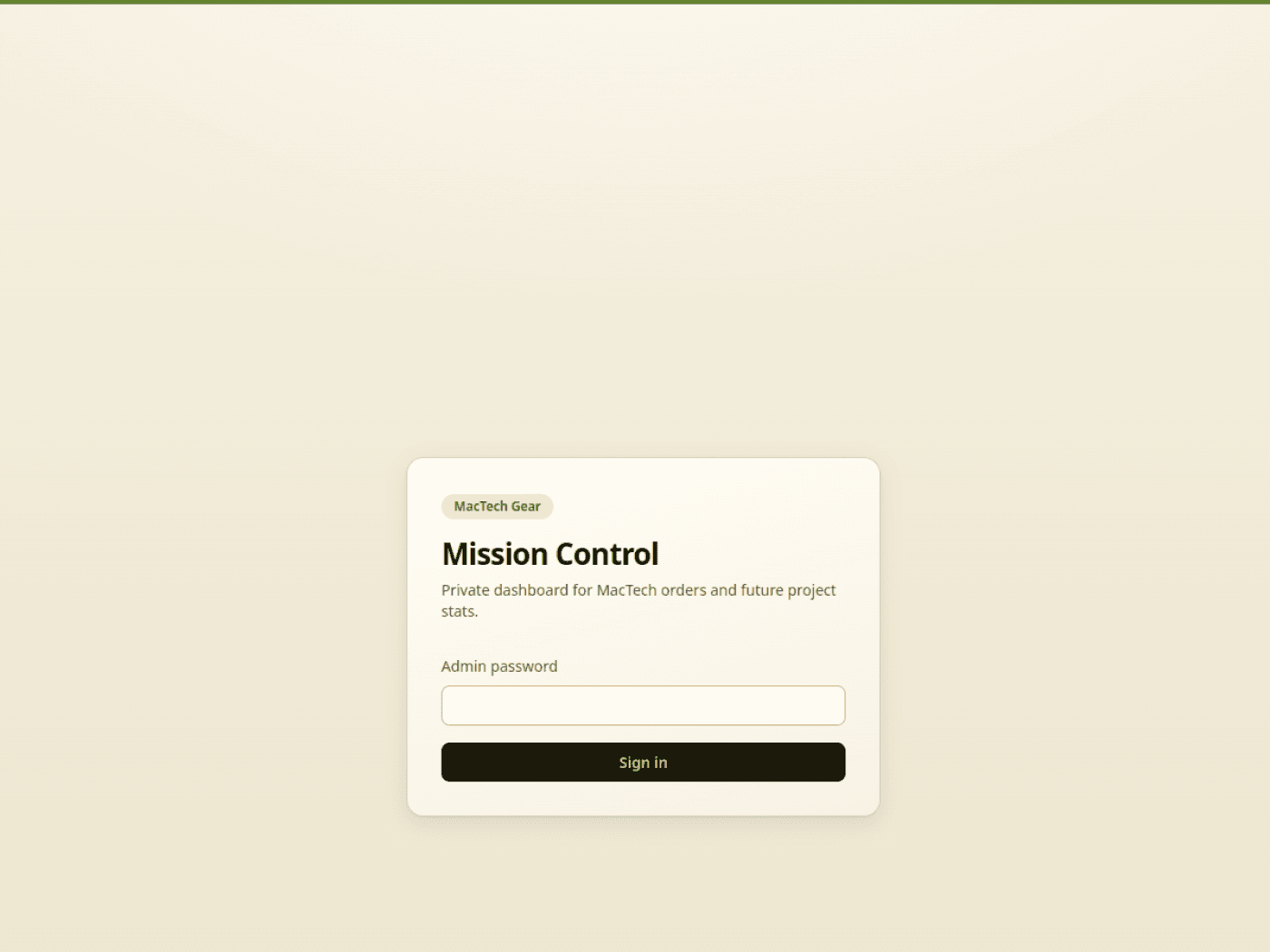 Mission Control homepage preview